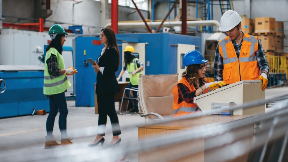 industrial warehouse with employees