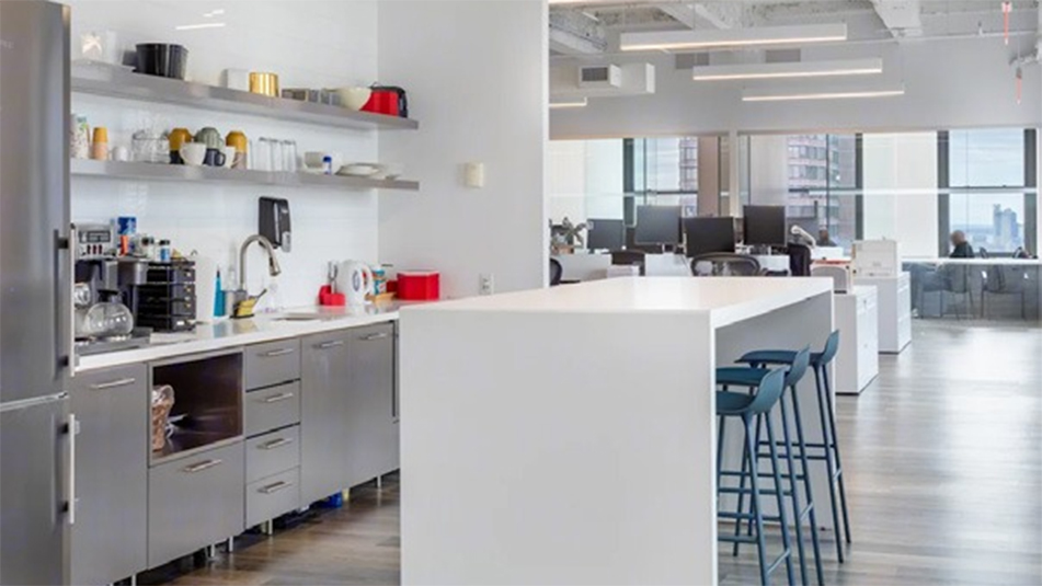Kitchen with bar seating at 220 E 42nd St, New York