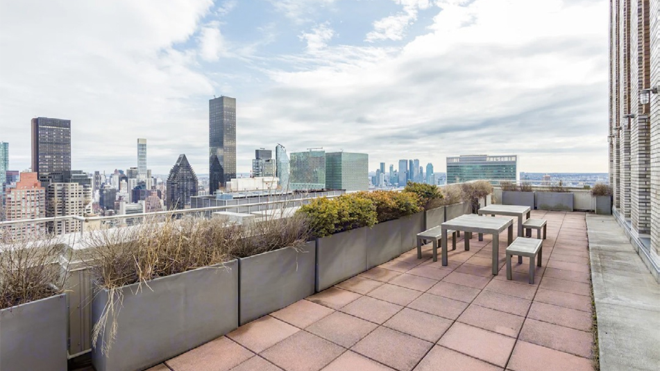 Private terrace for the penthouse at 220 E 42nd
