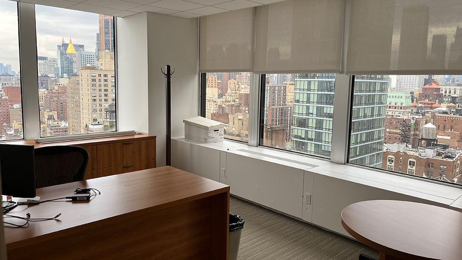 Large corner office with windows at 600 Third Avenue