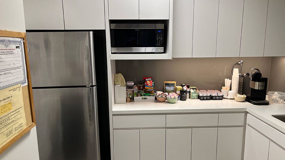 Pantry area of 600 Third Avenue Sublease Space
