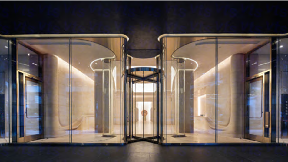 Night view of 712 Fifth building entry